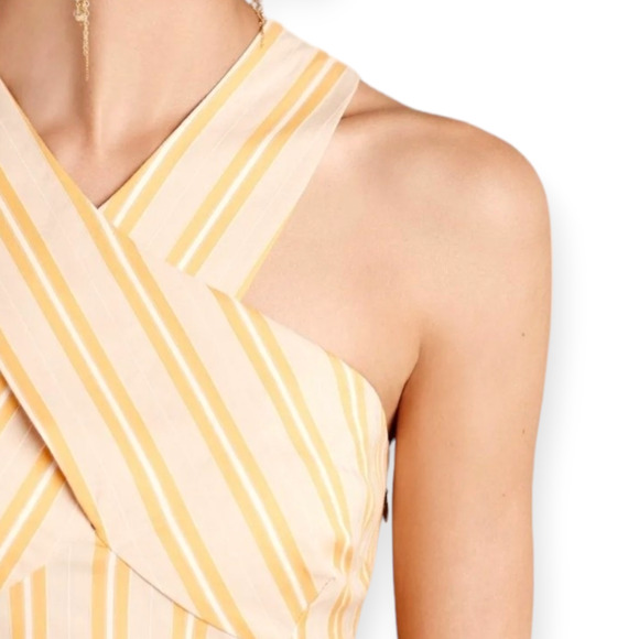 Anthropologie HD in Paris Asbury Stripe Crossover A-Line Dress - Picture 3 of 12